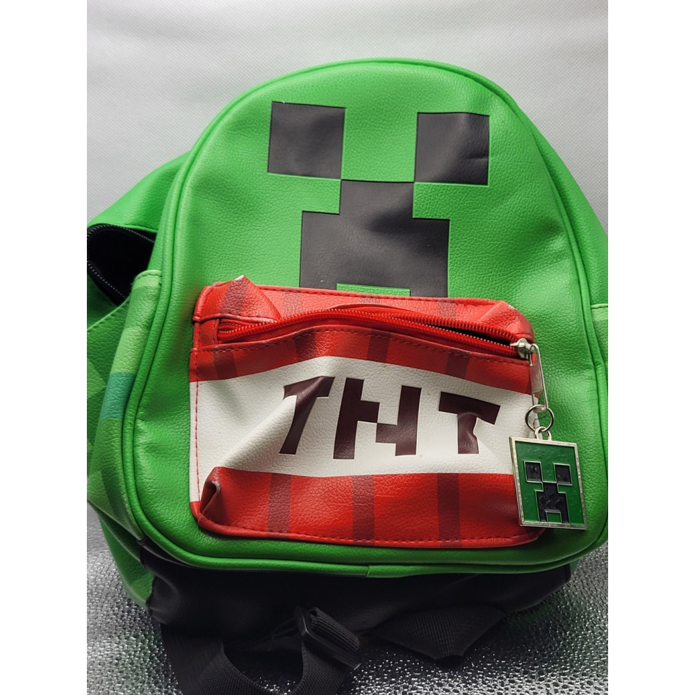 MINECRAFT mini Backpack Creeper Tnt With Square Medallion On Zipper